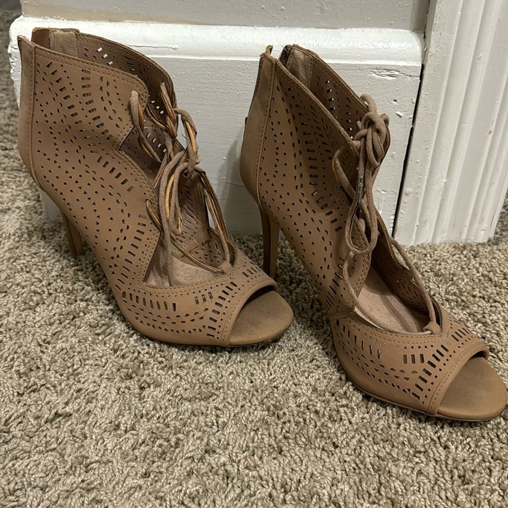 Call it Spring - 5 inch, nude heels size 8.5
